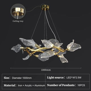 LEIFFEL Modern Leaf Glass Gilded Ceiling Light – view 7