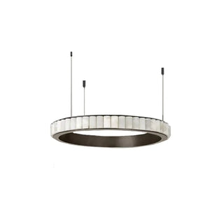 Stylish marble LED pendant light, modern steel fixture ceiling hanging lamp