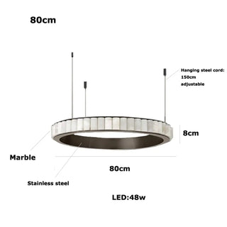 Contemporary marble and steel pendant light, modern LED ceiling hanging fixture