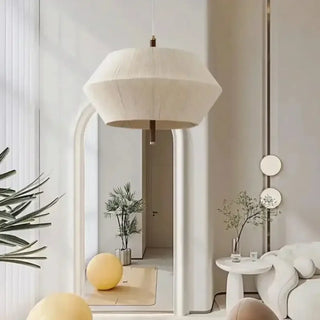 BELI Modern Linen Beige and White with Wood Details Ceiling Light – view 2