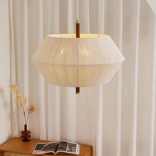 BELI Modern Linen Beige and White with Wood Details Ceiling Light – view 4