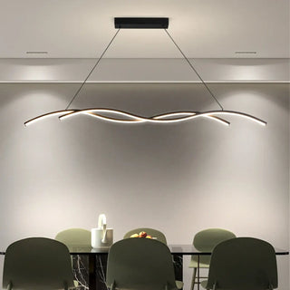 Wavy minimalist pendant ceiling lamp with integrated LED, designer hanging light