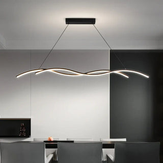 Minimalist wavy pendant lamp with integrated LED, modern designer hanging ceiling light