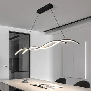 Minimalist pendant lamp with wavy form and LED, modern hanging ceiling fixture