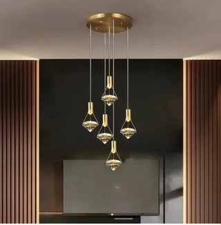DROLINA Modern Multi-Light Gilded Crystal Ceiling Light – view 2