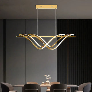SLEDGE Modern Wavy Gilded Metal and White Ceiling Light – view 5
