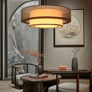 Round dimmable pendant lamp with circular halo design — modern ceiling light