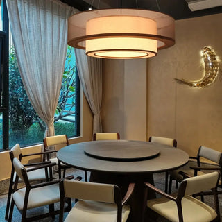 Circular pendant lamp illuminated — contemporary dimmable ceiling fixture