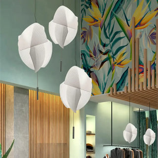 Sculptural white petal pendant light, modern elegant ambient ceiling fixture