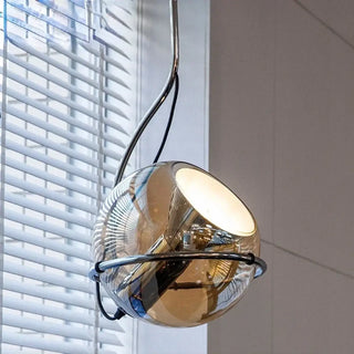 POGMIR Modern Spherical Gilded Mirror Effect Ceiling Light – view 1