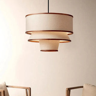 DOVORI Modern Beige Fabric Layered Ceiling Light – view 2