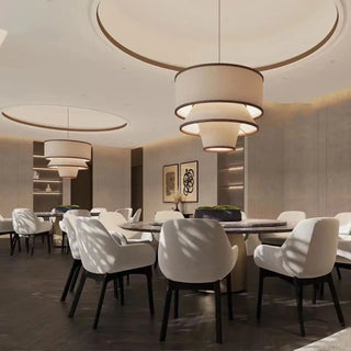 DOVORI Modern Beige Fabric Layered Ceiling Light – view 1