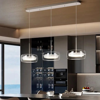 Modern trio transparent glass pendant light with LED, hanging ceiling lamp