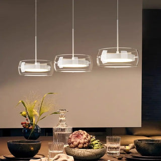 Modern trio LED pendant ceiling fixture in transparent glass, hanging lamp