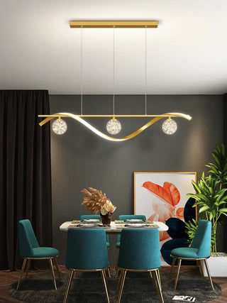 MEVA Modern Metallic Wave Luminescent Ball Ceiling Light – view 4