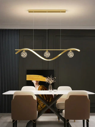 MEVA Modern Metallic Wave Luminescent Ball Ceiling Light – view 5