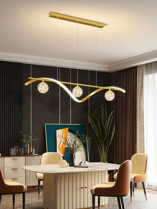 MEVA Modern Metallic Wave Luminescent Ball Ceiling Light – view 2