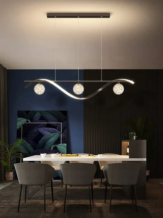 MEVA Modern Metallic Wave Luminescent Ball Ceiling Light – view 1
