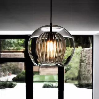 Hand-blown glass pendant light with double-layer effect, modern artisan ceiling lamp