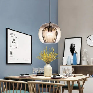 Modern hand-blown glass pendant lamp with layered effect, artisan hanging ceiling light