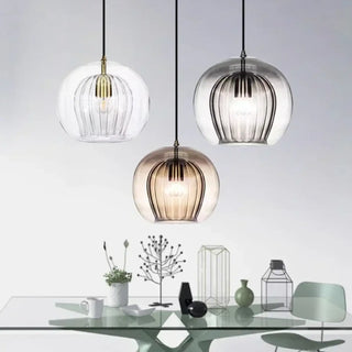 Double-layer hand-blown glass pendant ceiling fixture, modern artisan hanging lamp