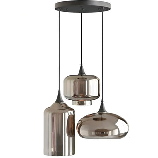 MAINAL Modern Smoked Brown Glass Three-Light Ceiling Light – view 2