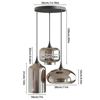 MAINAL Modern Smoked Brown Glass Three-Light Ceiling Light – view 6