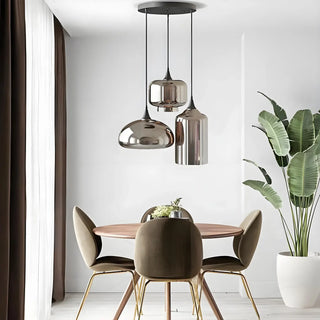 MAINAL Modern Smoked Brown Glass Three-Light Ceiling Light – view 1