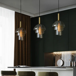 GASI Smoked Glass Brass Art Deco Ceiling Light – view 2