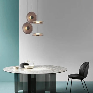 Designer stacked smoked glass pendant ceiling fixture, modern hanging lamp