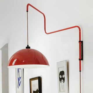 Red wall sconce E27 LED modern fabric shade 30cm