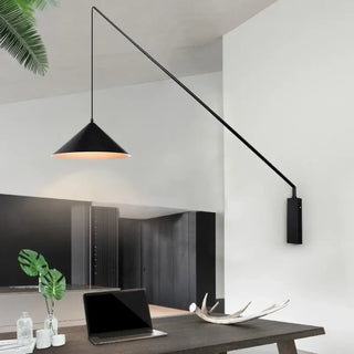 Black industrial wall light E27 LED metal glass large 130cm