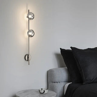 Elegant 3-light glass wall sconce in black M size 80cm angle