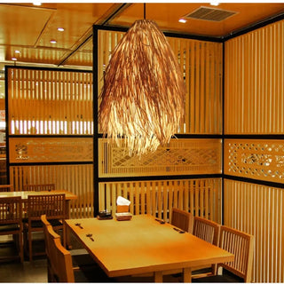 BOHI Natural Raffia Feather Effect Bohemian Chic Ceiling Light – view 4
