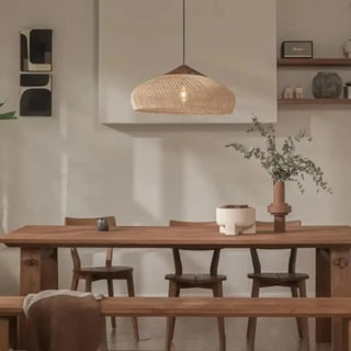 JATRE Natural Braided Japandi Wood Ceiling Light – view 1