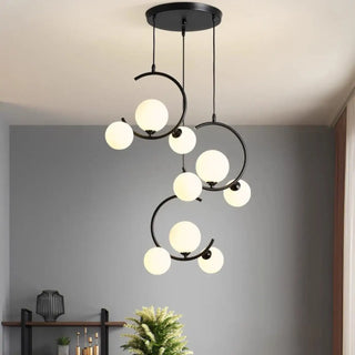GLOBA Black Rings Opalescent Globes Ceiling Light – view 2