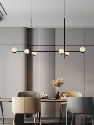 Designer minimalist black pendant lamp, glass globes dining room ceiling light