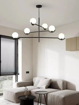 Contemporary black glass globe pendant light, minimalist dining room ceiling fixture