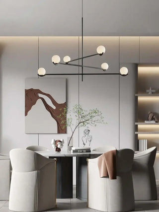 Modern dining room black pendant light, minimalist glass globes ceiling fixture