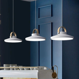 Kitchen pendant lamp, black modern with wooden handle cozy dining room light