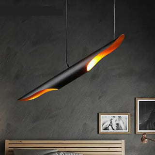 Elegant black pendant light with gold tube fixture, modern hanging ceiling lamp