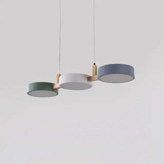 Nordic wood triple round pendant light, modern soft ambient hanging ceiling lamp