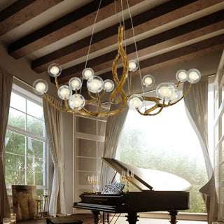 DORIGINI Original Gilded Wood Deer with Opal Balls Ceiling Light – view 3
