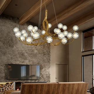 DORIGINI Original Gilded Wood Deer with Opal Balls Ceiling Light – view 5