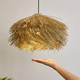 PINE Natural Straw Bohemian Chic Ceiling Light – view 5
