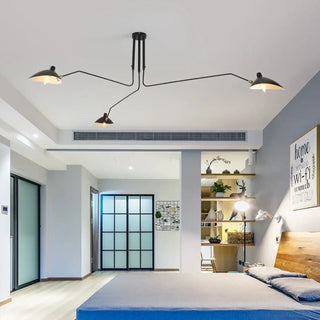 Industrial ceiling pendant, black light with three adjustable arms ceiling fixture