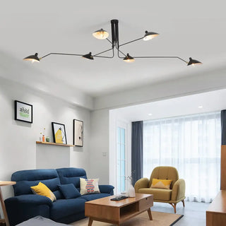 Three adjustable arms industrial pendant light, black ceiling hanging fixture