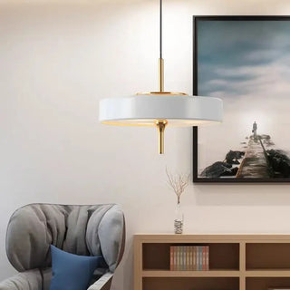 Designer gold detail pendant lamp, flat ceiling fixture for luxury living room