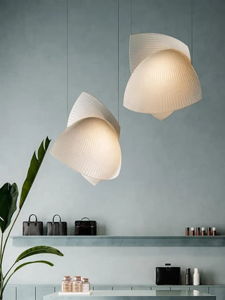 LORA White Pleated Floral Shape Ceiling Light – view 1