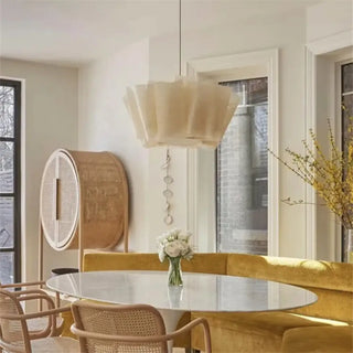 RATI Pleated Beige Fabric Contemporary Dining Ceiling Light – view 3
